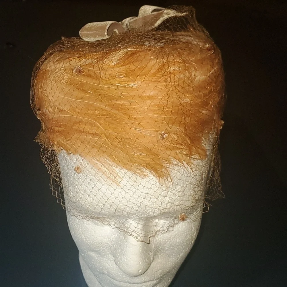 Vintage Styled by‎ Miss Feige Feathered Net Embellished Hat
